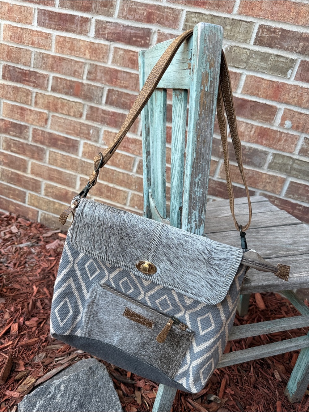 Myra Bag Thrill & Chill Patterned Shoulder/ Crossbody Bag with Faux Fur Flap